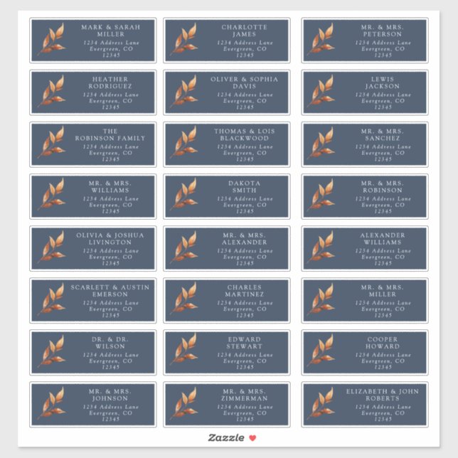 Navy Rust Guest Address Labels (Blatt)