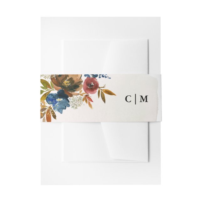 Navy & Rust Watercolor Boho Floral Personalisiert Einladungsbanderole (Vorderseite Beispiel)