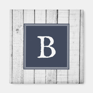 Navy Rustic Monogram Magnet