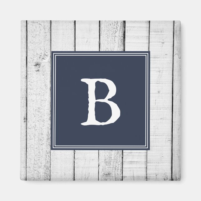 Navy Rustic Monogram Magnet (Vorne)