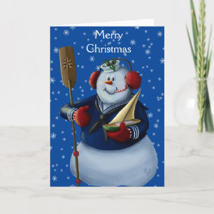Navy Sailor Snowman Holiday Grußkarte Feiertagskarte