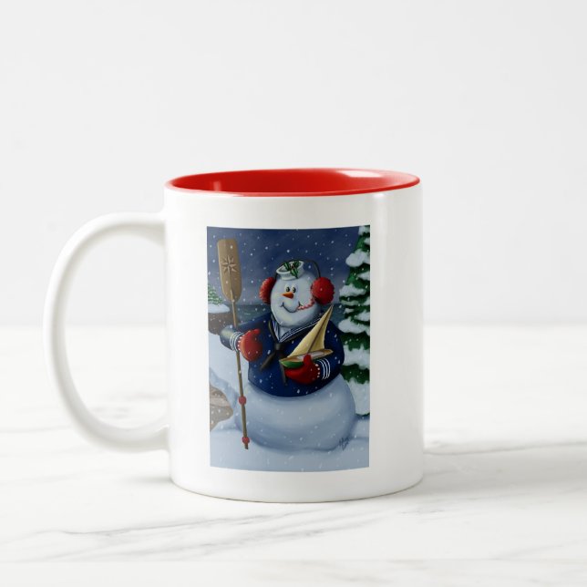 Navy Sailor Snowman Holiday Tasse (Links)