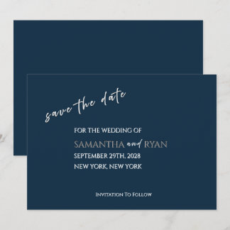 Navy Save the Date mit metallischem Silber