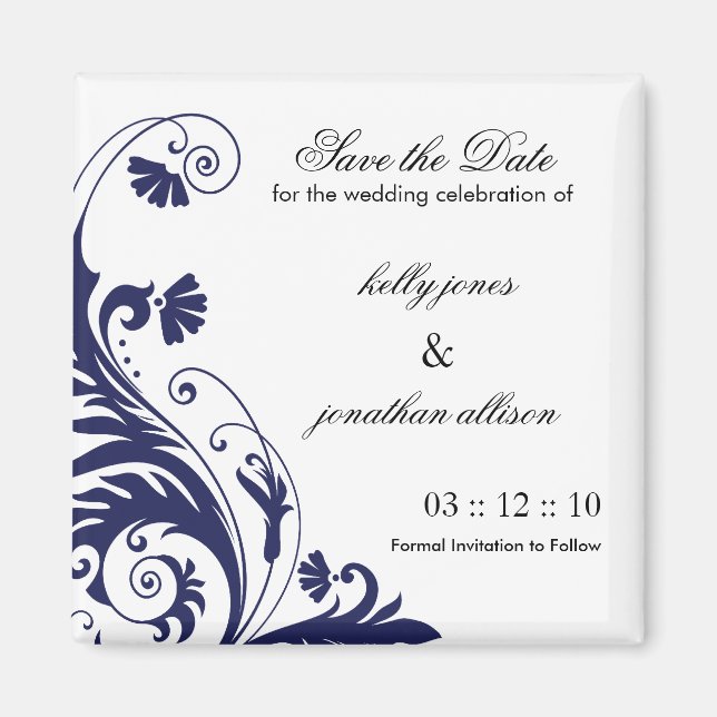 Navy Save the Date Wedding Magnet (Vorne)