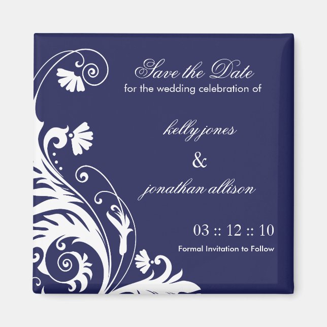 Navy Save the Date Wedding Magnet (Vorne)