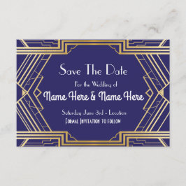 Navy Save the Date Wedding Party Gold Einladungen
