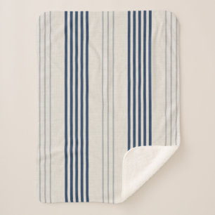 Navy Schiefer Ticking Streifen Leinen Struktur Sherpadecke
