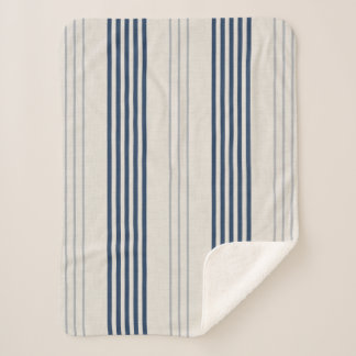 Navy Schiefer Ticking Streifen Leinen Struktur Sherpadecke