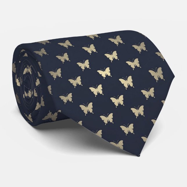 Navy-Schmetterling Elegant  Krawatte (Gerollt)