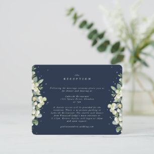 Navy-Schneebeere+Eukalyptus gerahmter Hochzeitsemp Begleitkarte