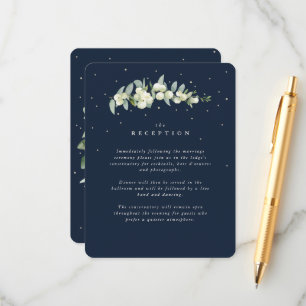Navy-Schneebeere + Eukalyptus-Stiel Hochzeitsempfa Begleitkarte