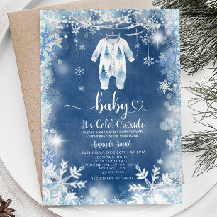 Navy schneit ihre kalte Outdoor Winter Baby Dusche Einladung