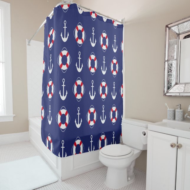 Navy schöner Stil für Ihr Badezimmer Duschvorhang (Beispiel)