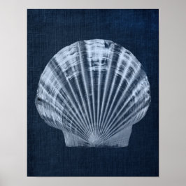 Navy Seashell Beach Deco Print No. 2 Poster