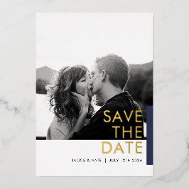 Navy Shimmer Save the Date Folie Folieneinladung