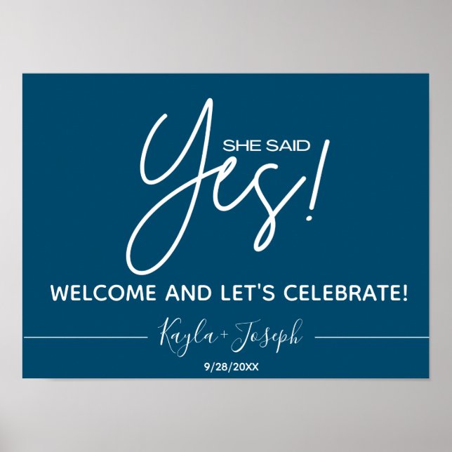 Navy Sie sagte Yes Verlobung Welcome Poster (Vorne)