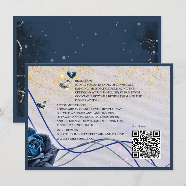 Navy Silber Gold Gehäuse Einsatz C mit QR-Code Begleitkarte (Vorne/Hinten)