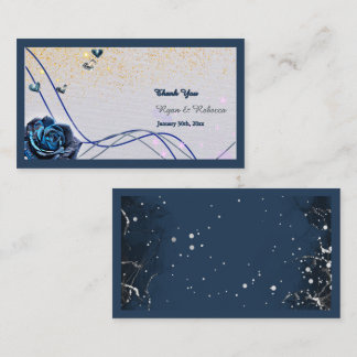 Navy Silber Gold Hochzeit Danke Karte