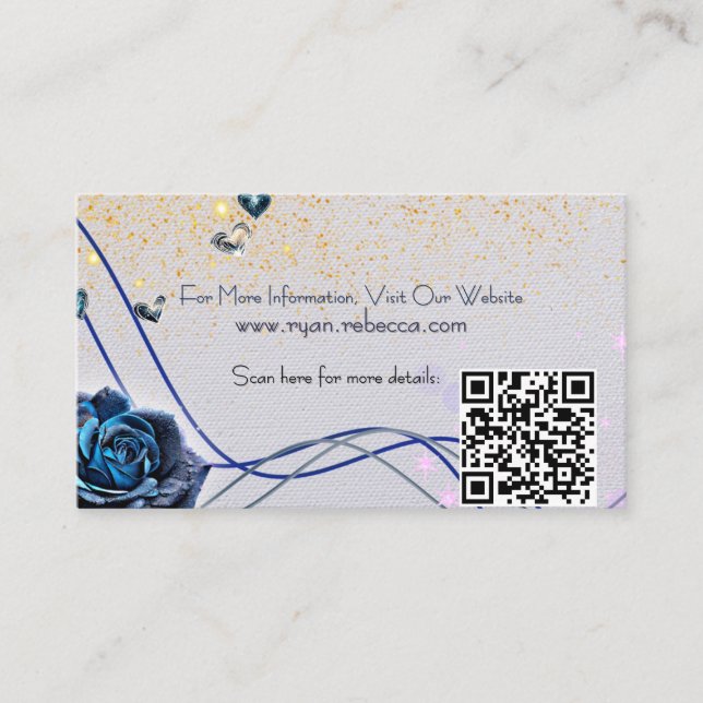 Navy Silber Gold Umschlagkarte mit QR-Code Begleitkarte (Vorderseite)