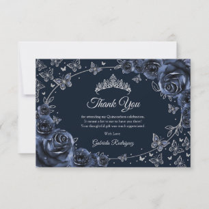Navy Silber Quinceanera Dankeskarte