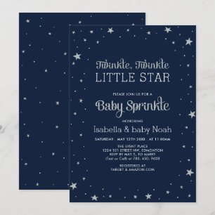 Navy & Silber Twinkle Little Star Babyparty Einladung