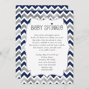 Navy Silver Baby Sprinkle Junge Dusche lädt ein Einladung