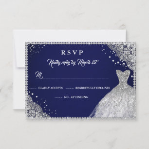Navy Silver Diamond Sparkle Gown UAWG RSVP Karte