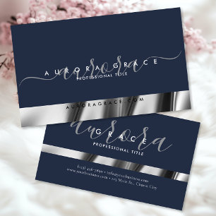 Navy Silver Elegance Visitenkarte