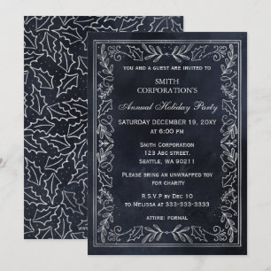 Navy Silver Elegante Corporate Holiday Party Einladung