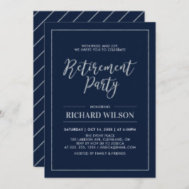 Navy & Silver Frame | Modernes Party für die Alter Einladung