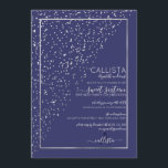 Navy Silver Glitzer Diagonal Confetti Sweet 16 Einladung<br><div class="desc">Diese elegante und einzigartige 16 . Geburtstag Geburtstagsfeier lädt zu einem stilvollen und eleganten Event ein. Es verfügt über ein Imitat gedruckt funkelnd silber Glitzer Konfetti schräg über die Einladung auf einem dünnen silbernen Rechteck Rand mit einem marineblau Hintergrund gestreut. Es ist schick, modern, luxuriös, hübsch, einfach und trendig; das...</div>