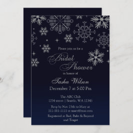 Navy Silver Glitzer Winter Brautparty Einladung