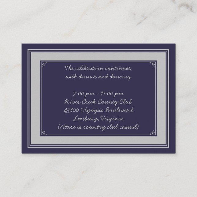 Navy Silver Gray Bar Mitzvah Empfang Card Begleitkarte (Vorderseite)