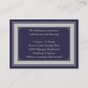 Navy Silver Gray Bar Mitzvah Empfang Card Begleitkarte