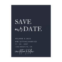 Navy Simple Calligraphy Save the Date