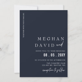 Navy Simple Elegante Moderne Hochzeit Einladung
