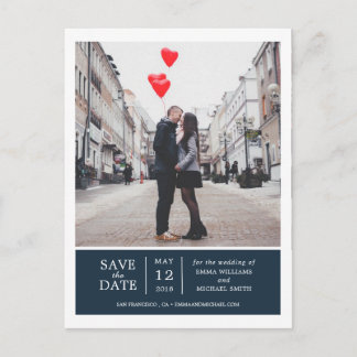 Navy Simple & Modern Foto Save the Date Ankündigungspostkarte