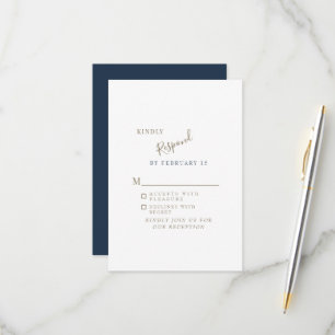 Navy Simple Modern Wedding RSVP Karte