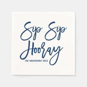 Navy Sip Hooray Handschrift Papier Napkins Serviette