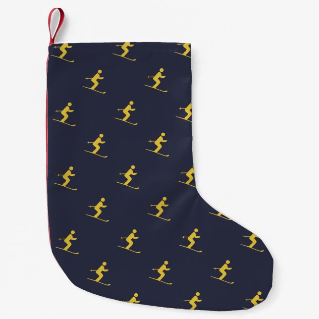Navy Skier Kleiner Weihnachtsstrumpf (Vorderseite)