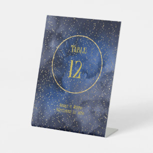 Navy Sky Gold Stars Tabletop Sockelschild