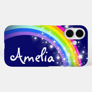 Navy Sky starren Regenbogen-individuelle Name iPhone 16 Hülle