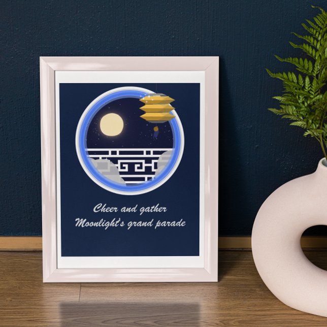 Navy Sky - White Moon Window Mitte Herbst Festival Poster (Von Creator hochgeladen)