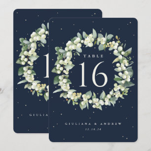 Navy Snowberry+Eucalyptus Wedding Tischnummer