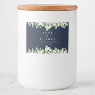 Navy Snowberry+Eucalyptus Winter Wedding Gefallen Lebensmitteletikett