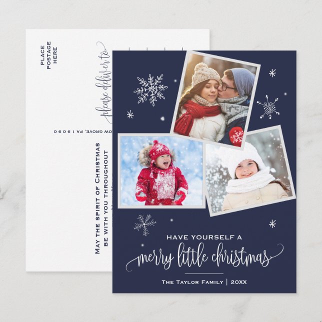 Navy Snowflake | 3 Weihnachten im Foto (Vorne/Hinten)