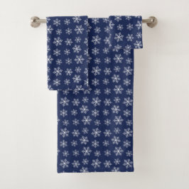 Navy Snowflake Bath Handtuch Set