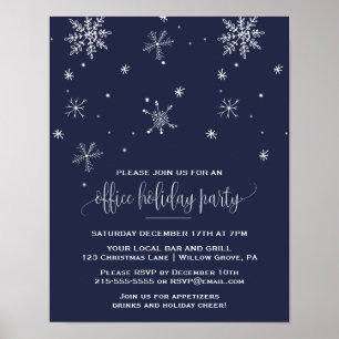 Navy Snowflake Company Weihnachten Party Einladung Poster