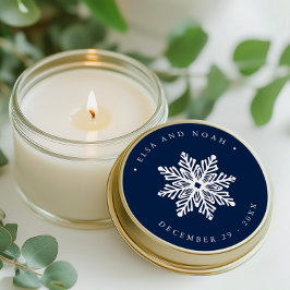 Navy Snowflake Hochzeiten Weihnachtsansprache Cl Runder Aufkleber
