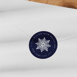 Navy Snowflake Hochzeiten Weihnachtsansprache Cl Runder Aufkleber